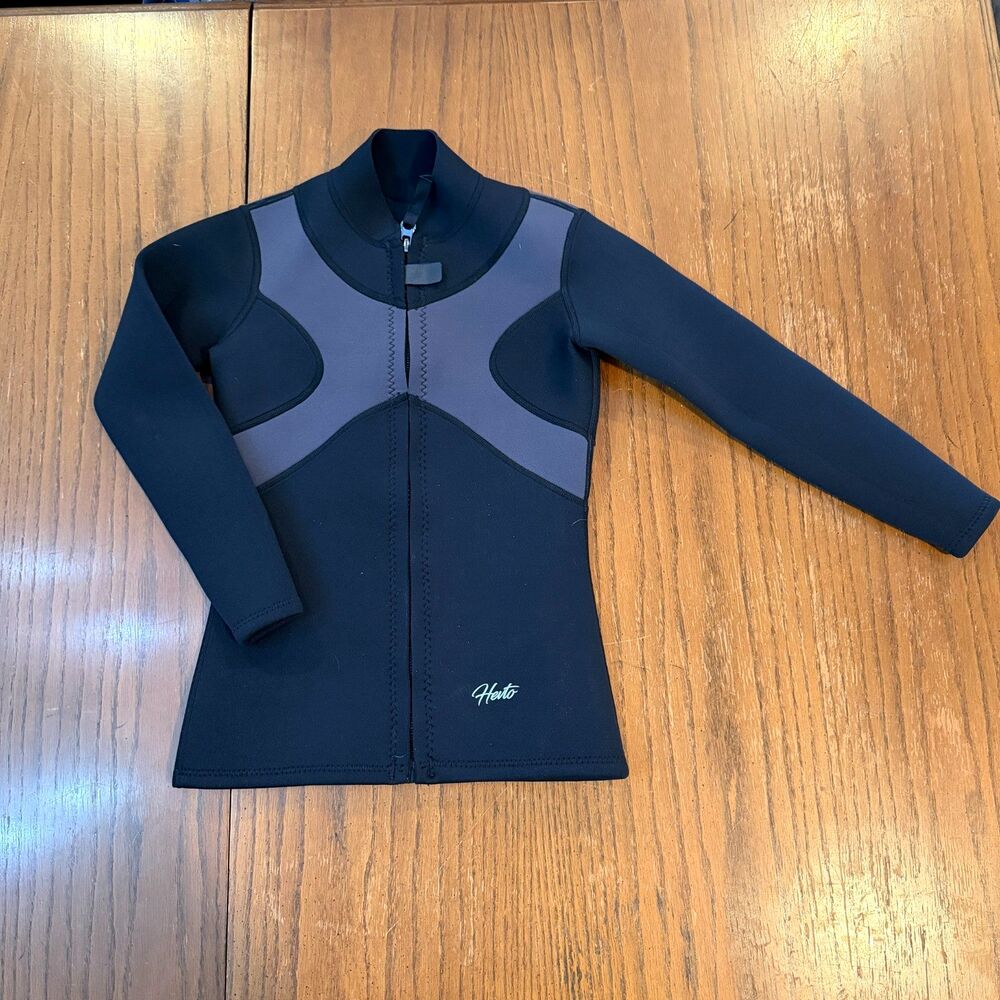 Herto Neoprene Wetsuit Jacket Black Gray Front Zip Surf Dive Paddle Top